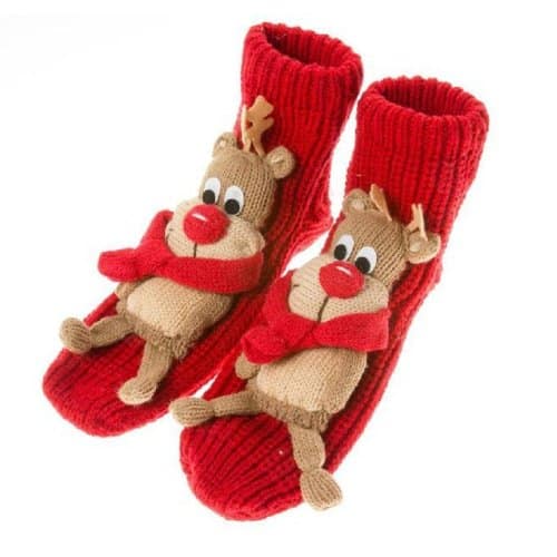 Rudolph Knit Slipper Socks