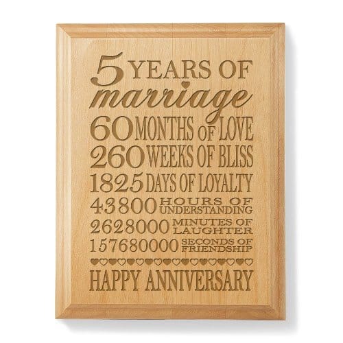 Our 5th Anniversary Wooden Plaque by Kate Posh - Wood Anniversary Gift Ideas
