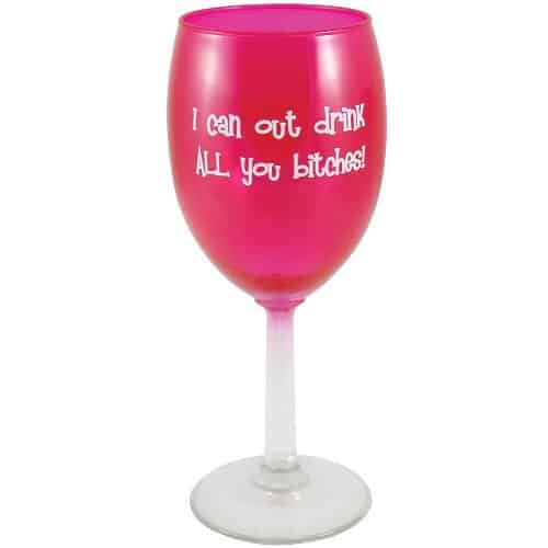Funny Pink Wine Glass 