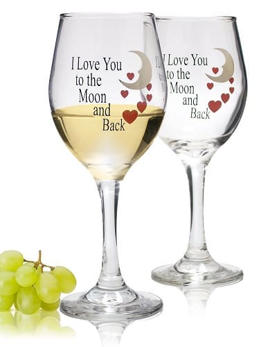I Love You to the Moon and Back Wine Glass Set 