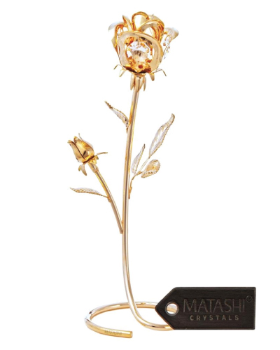 Matashi Crystal Studded 24K Gold Rose
