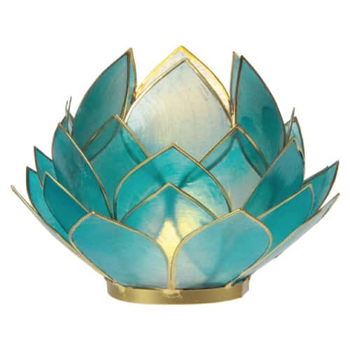 Luna Bazaar Full Bloom Capiz Lotus Candle Holder 