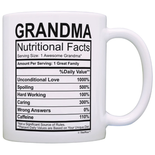 Grandma Nutritional Facts Label Mug
