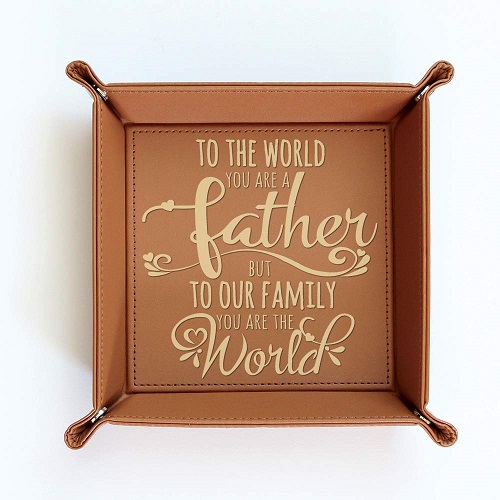 BELLA BUSTA Engraved Leather Tray for Dad
