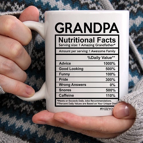 Grandpa Nutritional Facts Label Coffee Mug