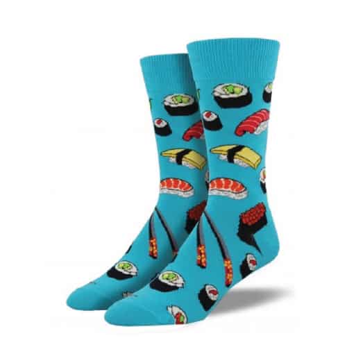 Socksmith Sushi Crew Socks. Fun college fashion. Going to college gift ideas for guys.