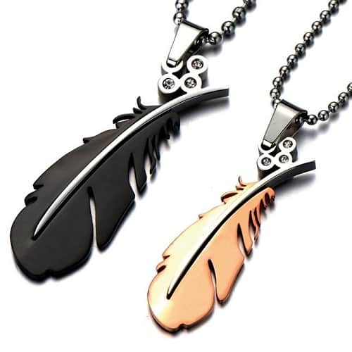 Matching Feathers Necklace for Couples 