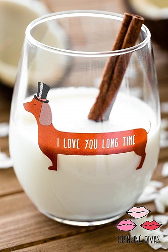 Romantic Weiner Dog Wine Glass