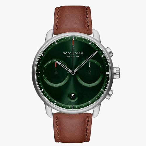 Pioneer Green Sunray Dial Leather Watch