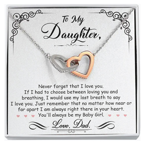 To My Daughter Interlocking Heart Necklace