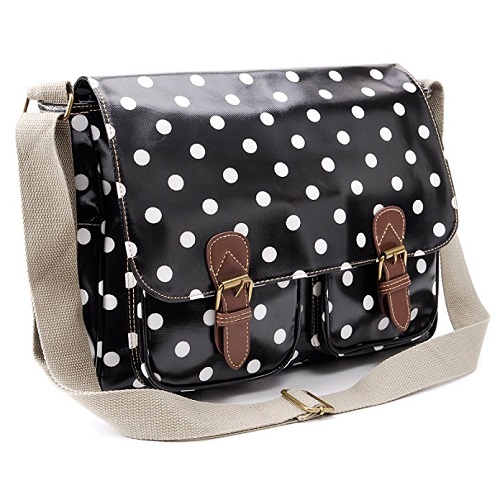 Polka Dots Oilcloth Messenger Bag 