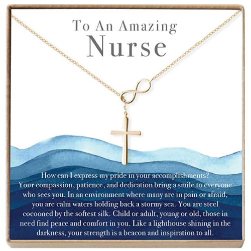 Necklace for nurse attached with message card