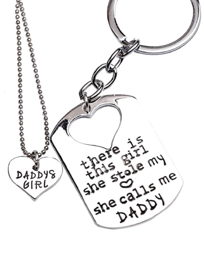 Father Daughter Keychain & Necklace Set