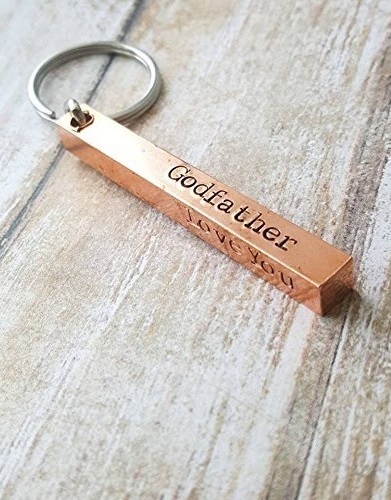 Personalized Copper Bar Key Chain - Gifts for Godfather