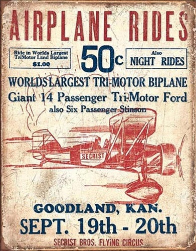 Airplane Rides Tin Sign Gifts for Pilots