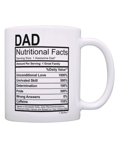 dad nutritional facts label mug