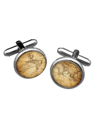 Vintage World Map Cufflinks Gifts for Pilots