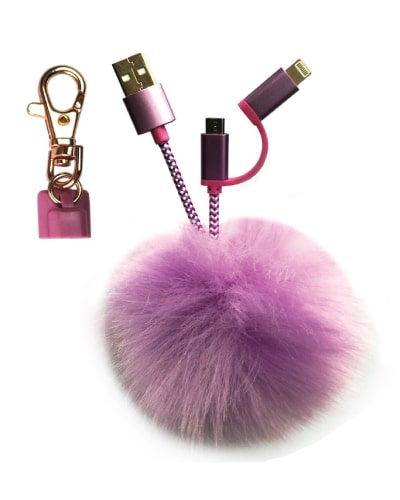 Pom Pom Keychain USB Cable. Electronics Gadgets Tech Gifts for Teens.