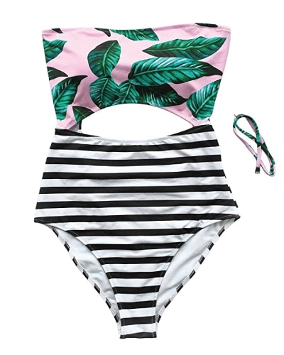 Leaf Pattern with Cutout Swimsuit. Stylish swimsuits trends