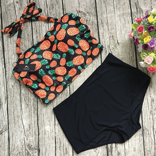Cute Pineapple Print Bikini. Retro swimwear. Swimsuits trends.