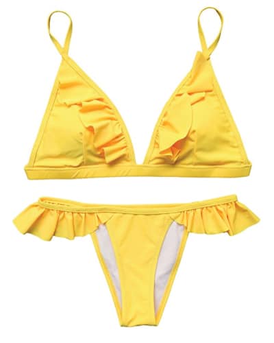 Yellow Lace Ruffle Bikini- Summer swimsuits trends 