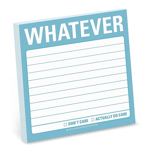 Whatever Sticky Note Pad. Back to school supplies high school. Back to school supplies for teens.