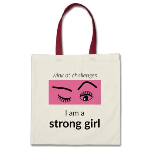 Strong Girl Bag. Canvas book bag with inspirational quote. School supplies.