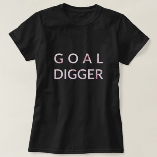 Goal Digger Inspirational Statement Tee with Pink Marble Pattern - Off to college gift ideas 
