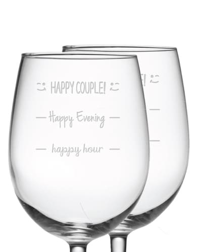 Happy Couple Funny Wine Glass Set - best wedding gift ideas for bride and groom