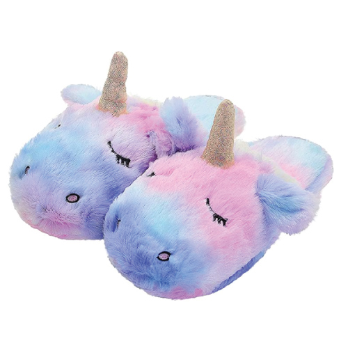 Rainbow unicorn slippers