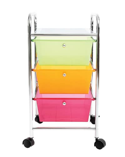 Multi-Color Drawer Rolling Storage Cart. Dorm room organization. Dorm room ideas.