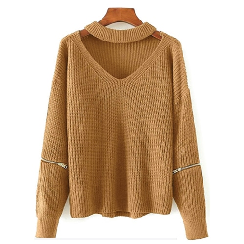 Halter Loose Knitted Chunky Choker Sweater. Fall outfits for women
