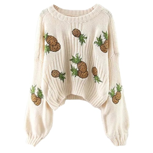 Pineapple Puff Sleeves Sweater. Fall outfits for teens. 