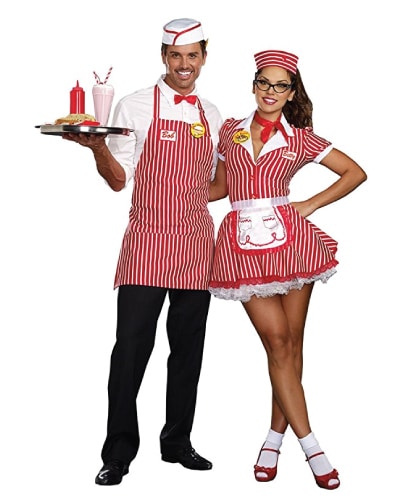 Retro 50's Diner Waiter and Waitress Couple Costume (Couple costume ideas for Halloween)