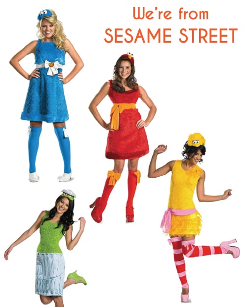 Sesame Street Costumes for a group of friends. Halloween group costumes for teens.