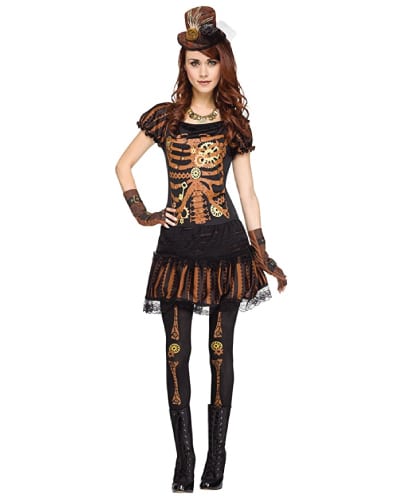Skeleton plus steampunk style costume. Teen costumes for Halloween