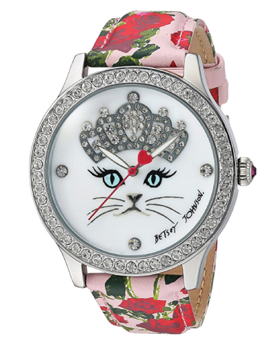 Betsey Johnson Cat Face Floral Watch
