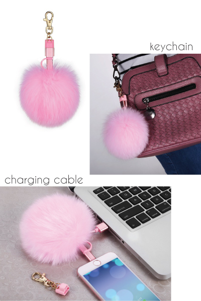 Pom Pom Keychain Charging Cable