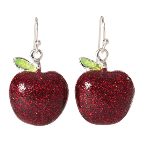 Red Apple Dangle Earrings Apple Gift For Teacher