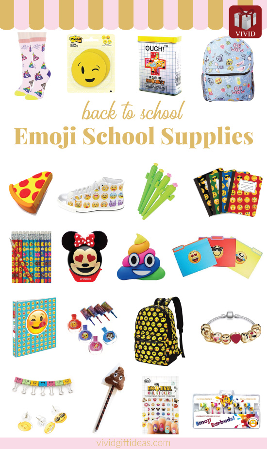 Back to school Emoji School Supplies.