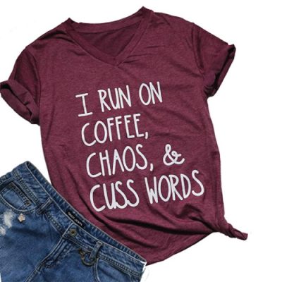 Coffee Chaos Cuss Words T-Shirt 