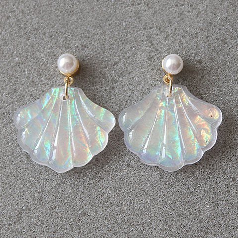 hic faux pearl seashell stud earrings