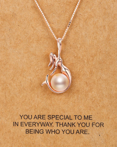 freshwater cultured pearl and mermaid pendant necklace