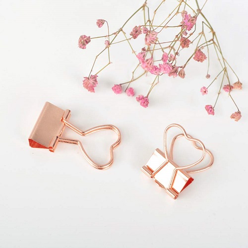 TOYMYTOY Rose Gold Heart-Shaped Binder Clips - Rose Gold Office Supplies