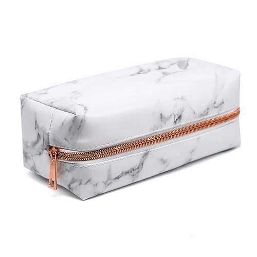 White Marble Pencil Case - Rose Gold Office Supplies