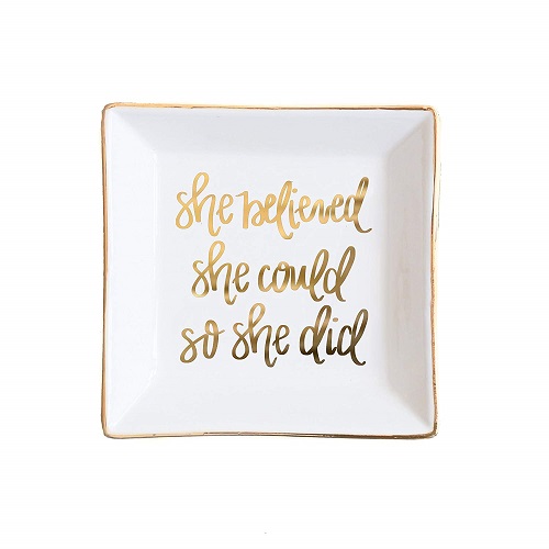 Desktop Dish Tray with Gold Statement
