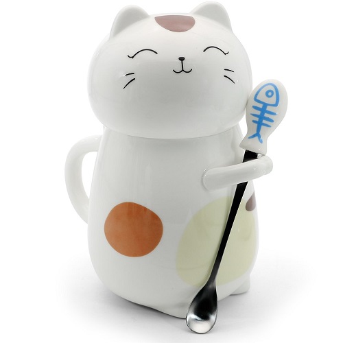 3D Cat Mug with Stirring Spoon and Lid | Cat Coffee Mugs