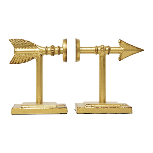 Cast Iron Arrow Bookends in Gold
