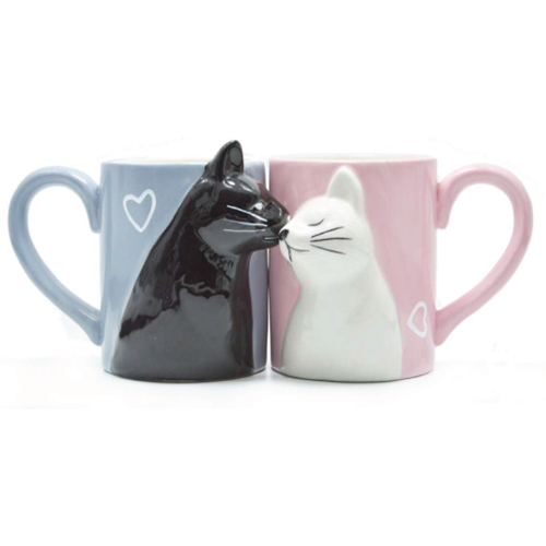 Kissing Cat Couple Mug Set | Cat Coffee Mugs