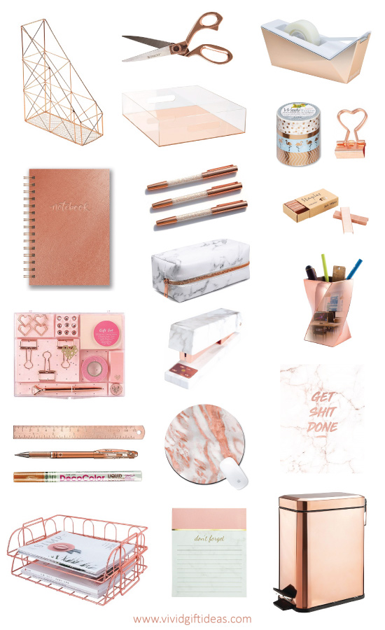 Rose Gold Office Supplies and Desk Accessories
